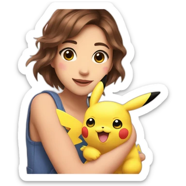 Pokimane holding Pikachu sticker