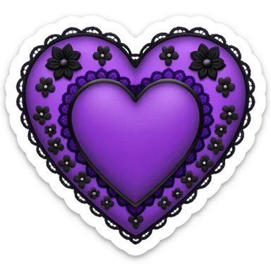 goth heart with purple velvet and black lace sticker