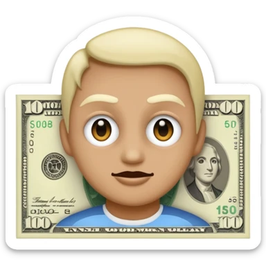 make an image of this emoji 🤑 on the face of a hundred-dollar bill sticker