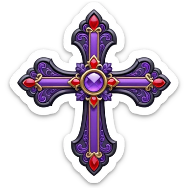 Gothic black and red and purple cross sticker