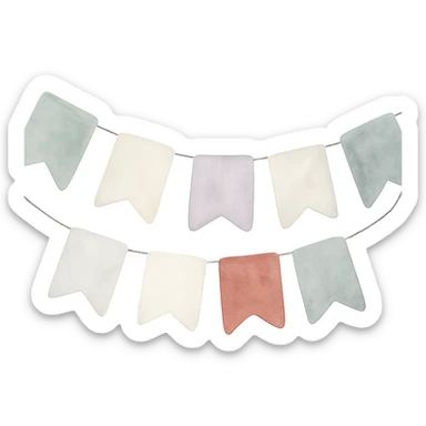 bandeirinhas de São João, aquarela, cores suaves, efeito pintado à mão sticker