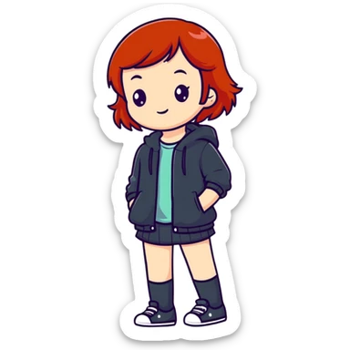 Cute redhead girl full body sticker