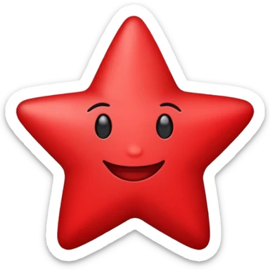 create a red and black star, with a face, emoji sticker