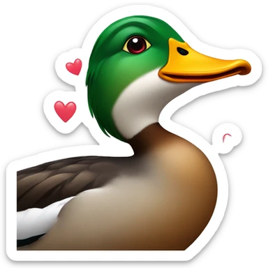 mallard duck with hearts as eyes sticker