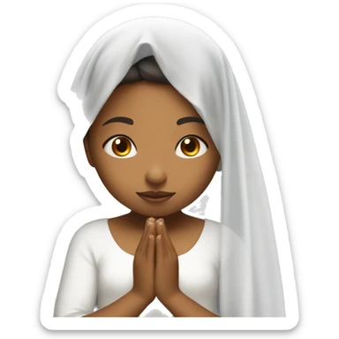 Caramel skin Girl praying for with white veil  sticker