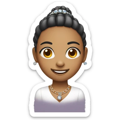 smiling girl with jewelry ball sticker