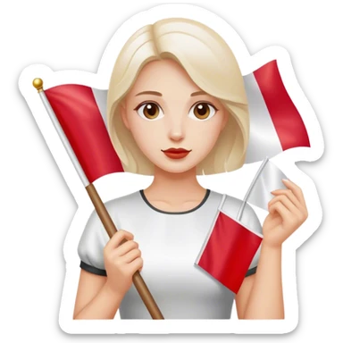 woman with polish flag sticker