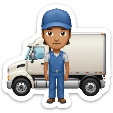 Kamyon şoförü Yarı Kamyon Karikatür çizimi kamyon yan dursun şoför de dışarda yanında olsun sticker