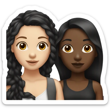 1 black girl and 2 white girls trio with all black hair sticker