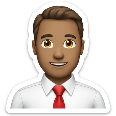 Man wearing blue suite white shirt and red tie sticker