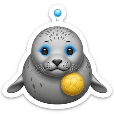 grey seal with a ball on its nose sticker
