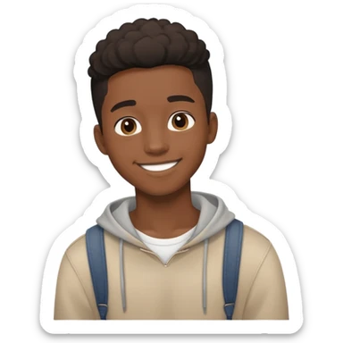 19-year-old Black male with a friendly smile, casual style sticker