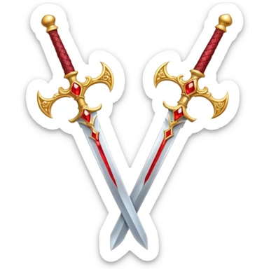 Two Golden royal swords with red gems sticker