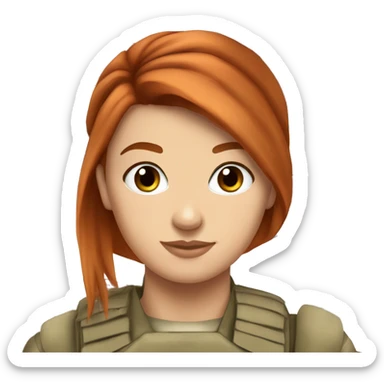 red straight hair bun pretty brown eyes soldier white girl flag sticker