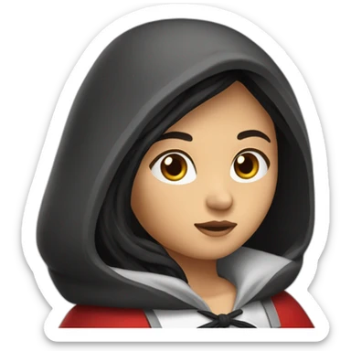 red-ridding-hood-long-black-strait-hair-with-white-break sticker