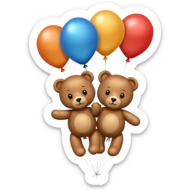 brown Satine bears in balloons  sticker