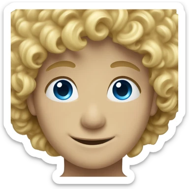 blonde curly head boy with blue eyes smiling sticker