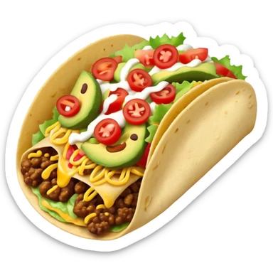 Street food taco with toppings in emoji style sticker