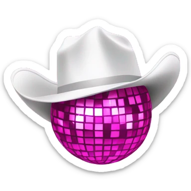 Pink disco ball with cowboy white hat sticker