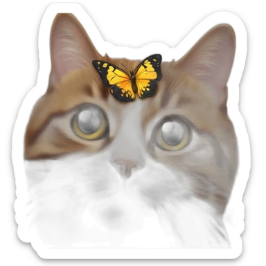 Butterfly on a cat's nose sticker