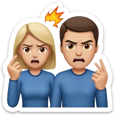 A couple getting divorced and arguing sticker