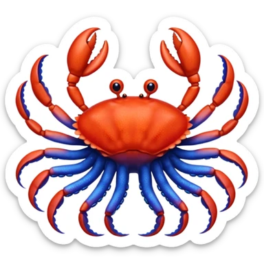 a red crab with two claws and a blue octopus are friends sticker