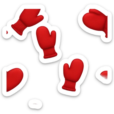 Red mittens in the form of a rose sticker