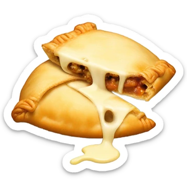 split in two cheese empanada oozing cheese sticker