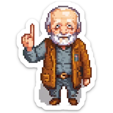 an old man giving the middle finger sticker