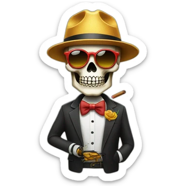 calavera con gafas de sol y un cigarrillo sticker