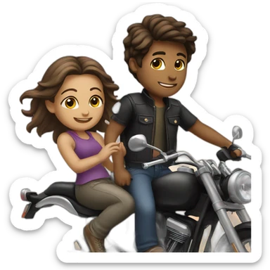 Boy and girl Going in motorcycle sticker