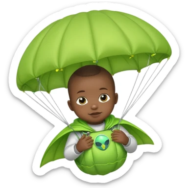 Skydiving black baby with parachute and UFO lime sticker