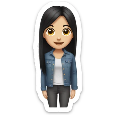 girl teenager with dark brown eyes and black straight hair smiling sticker