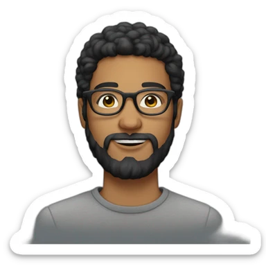 a 20 year old man with round glasses and black beard sticker