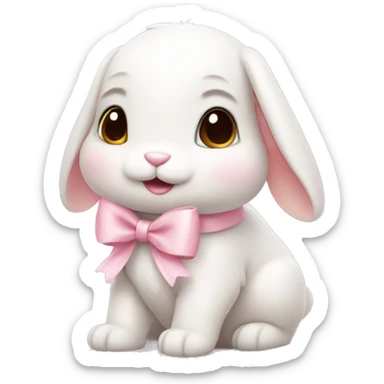 Adorable bunny with light pink bow sticker