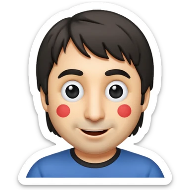 Keith Moon emoji style, close-up, winking, cheerful expression sticker