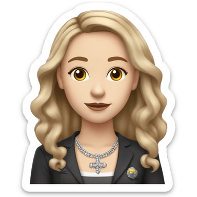 very pale 23 year old with light brown hair who works at an insurance firm as an administrator wearing silver jewelry and has tattoos and lives in tennessee and looks like queen victoria a little sticker