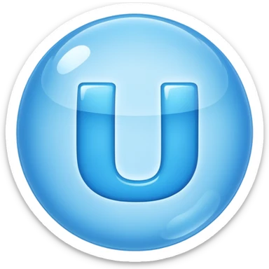 Letter U inside blue bubble sticker
