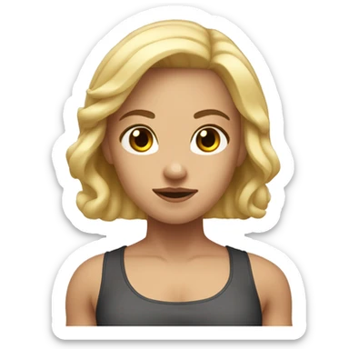 white gym girl with darl blonde hair double bicep pose sticker