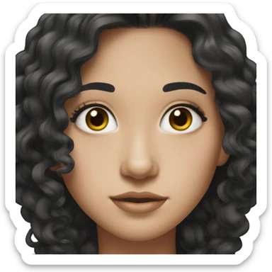 Beautiful woman,Black hair,wavy hair，long hair,White skin,oval face,big eyes,Blackeyes,Chinese sticker