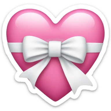 pink heart with white bow sticker