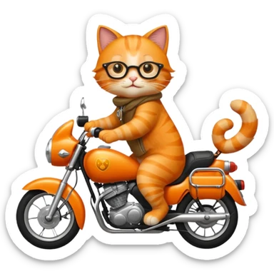 the cat is driving a motorbike sticker