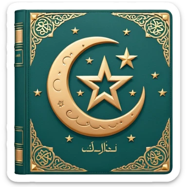 Closed Quran with the Islamic Symbol on it (moon and star) sticker