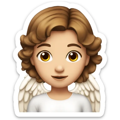 A pretty girl with brown hair and angel wings  sticker