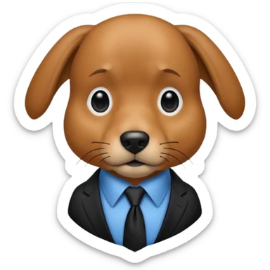 brown dog with black tie,blue shirt sticker