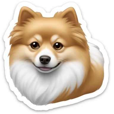 pomeranian-spitz mix light brown and white with gray ears sleeping sticker