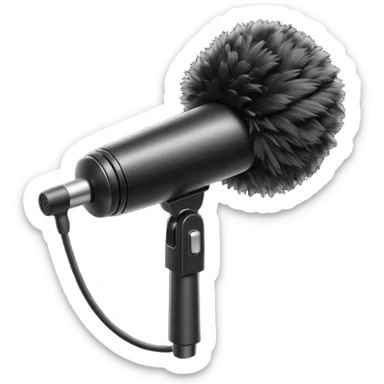 boom fluffy microphone with stick sticker