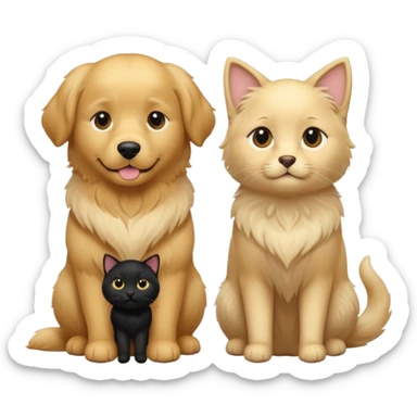 golden retriever and black cat sticker