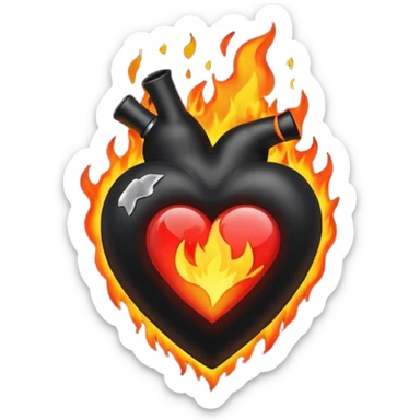A black love hurt in black fire sticker