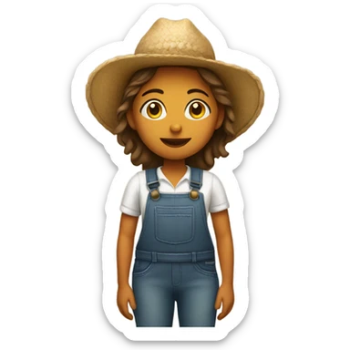 farmer girl standing sticker